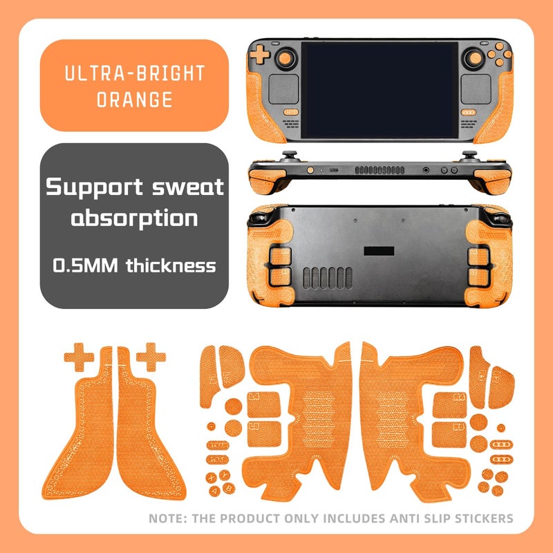 Luck&Link Controller Grip for Steam Deck OLED&LCD,Textured Skin kit,Anti-Skid Sweat-Absorbent Controllers Handle Grips, Buttons,Triggers,D-pad(Ultra-Bright Orange) - Image 5